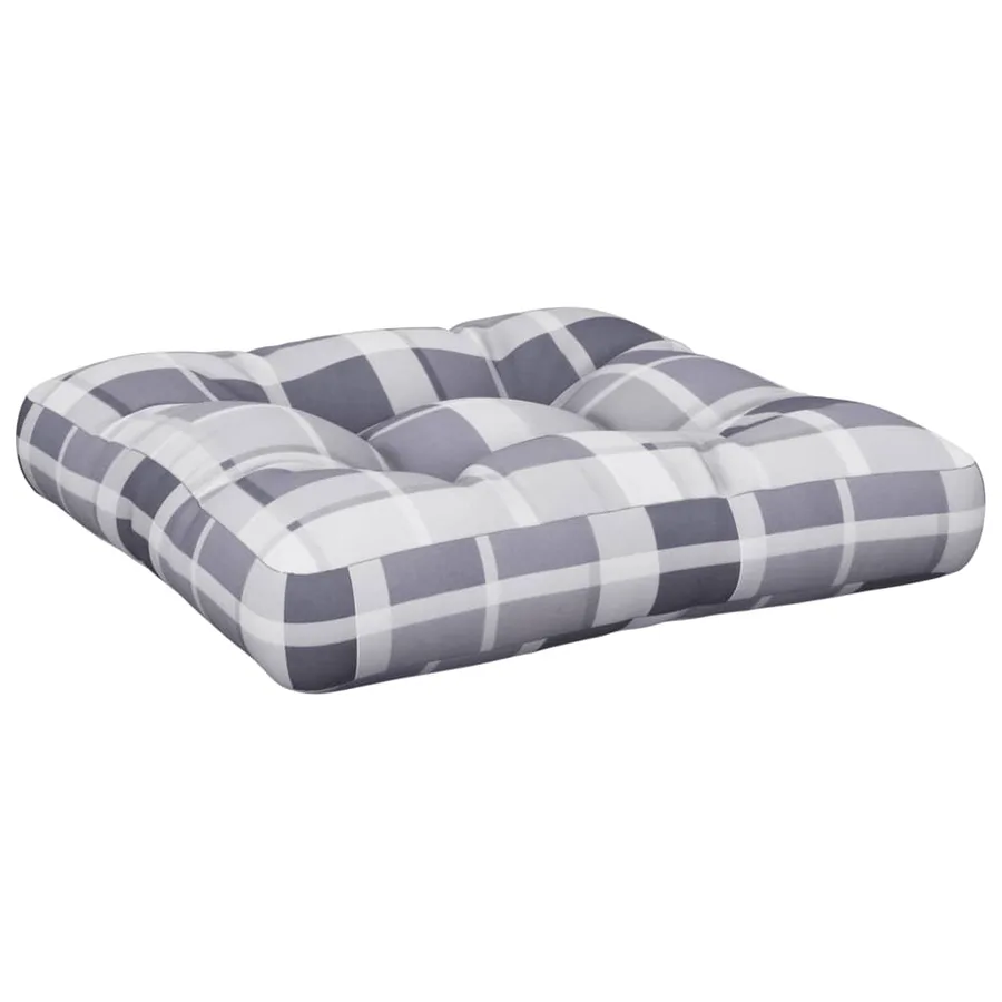 Coussins de palette lot de 2 motif à carreaux gris tissu - 4