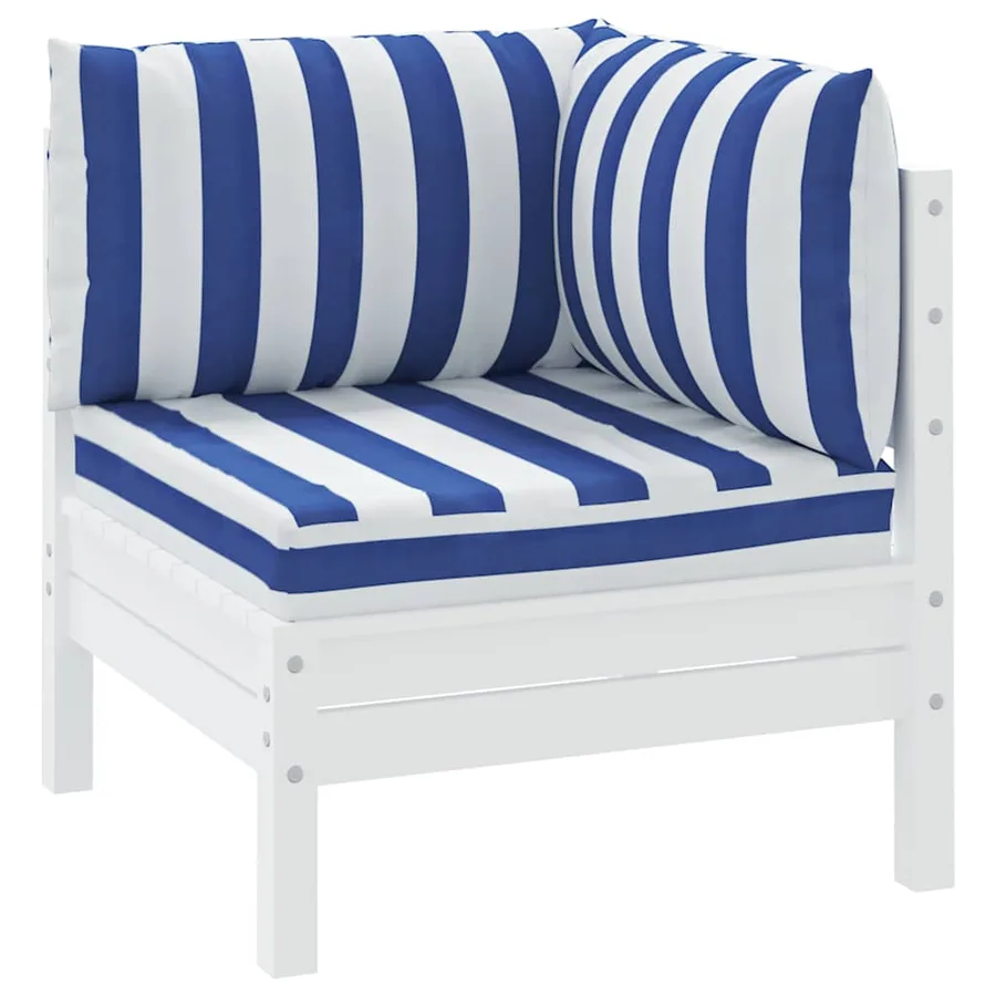 Coussins de palette lot de 3 rayures bleues/blanches - 3