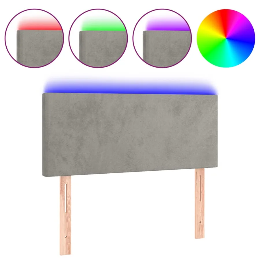 Tête de lit à LED Gris clair 80x5x78/88 cm Velours - 2