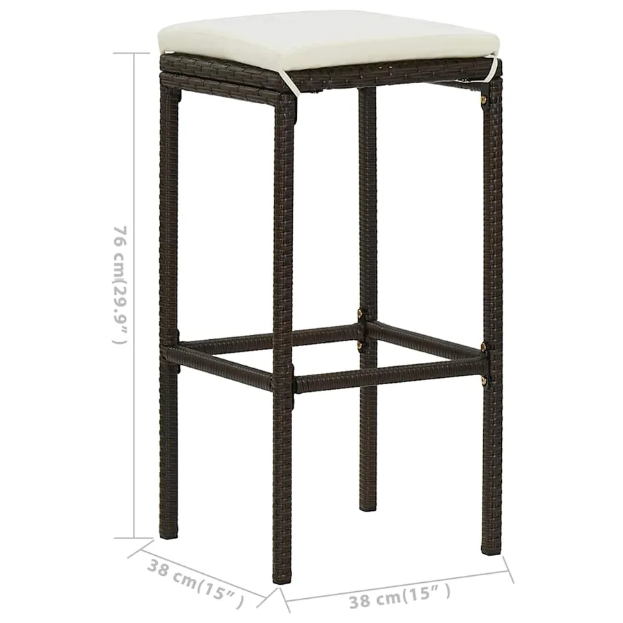Ensemble de bar de jardin avec coussins 7 pcs Marron - 11