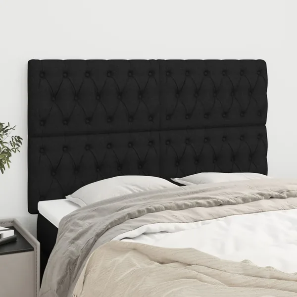 Tête de lit Noir 160x7x118/128 cm Tissu