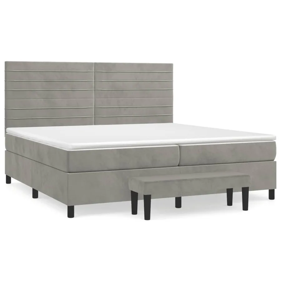 Sommier à lattes de lit et matelas Gris clair 200x200cm Velours - 2