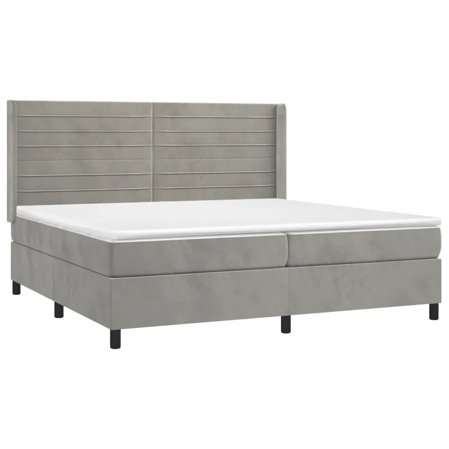 Sommier à lattes de lit matelas et LED Gris clair 200x200 cm - 4