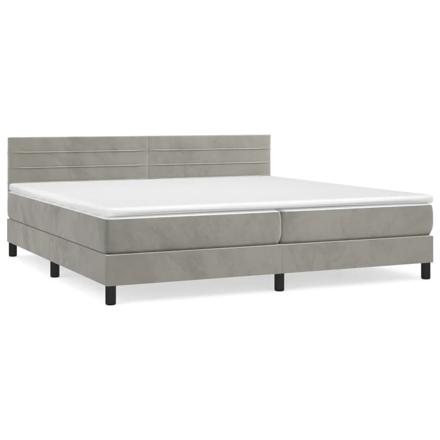 Sommier à lattes de lit et matelas Gris clair 200x200cm Velours - 2