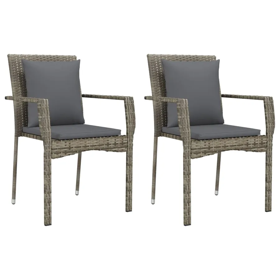 Ensemble à manger jardin 3pcs avec coussins noir et gris - 4