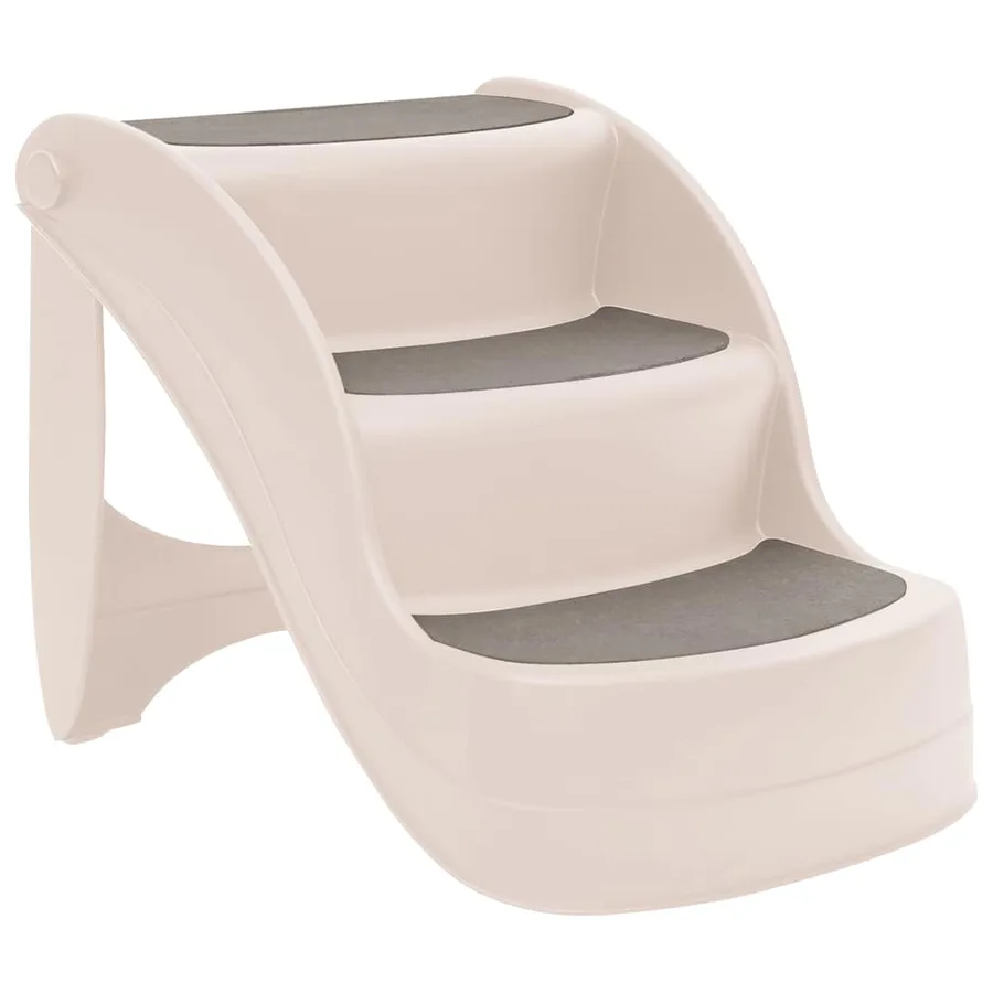 Escalier pliable 3 marches pour chien Crème 50x38x38 cm - 2