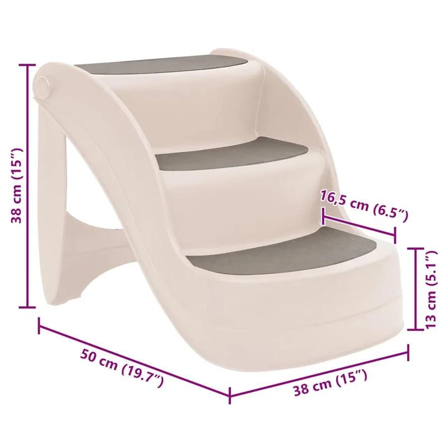 Escalier pliable 3 marches pour chien Crème 50x38x38 cm - 9