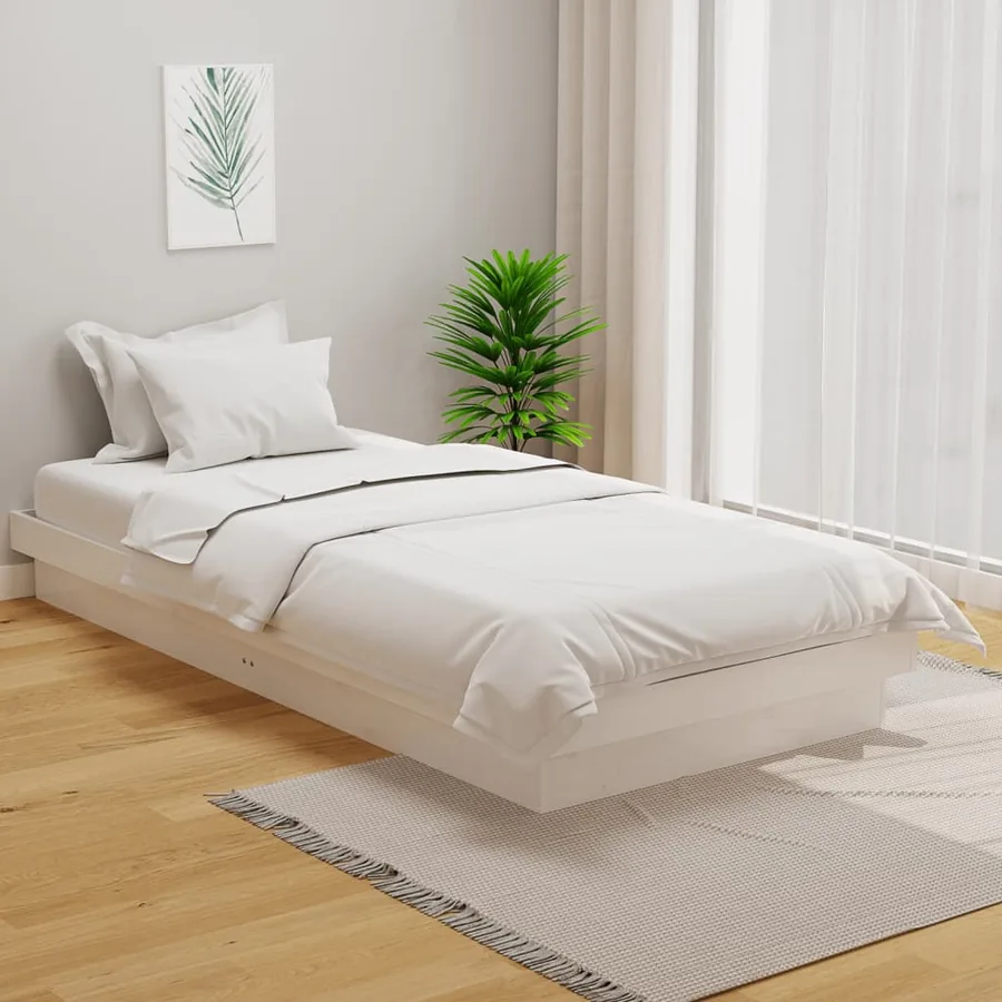 Cadre de lit sans matelas blanc bois massif