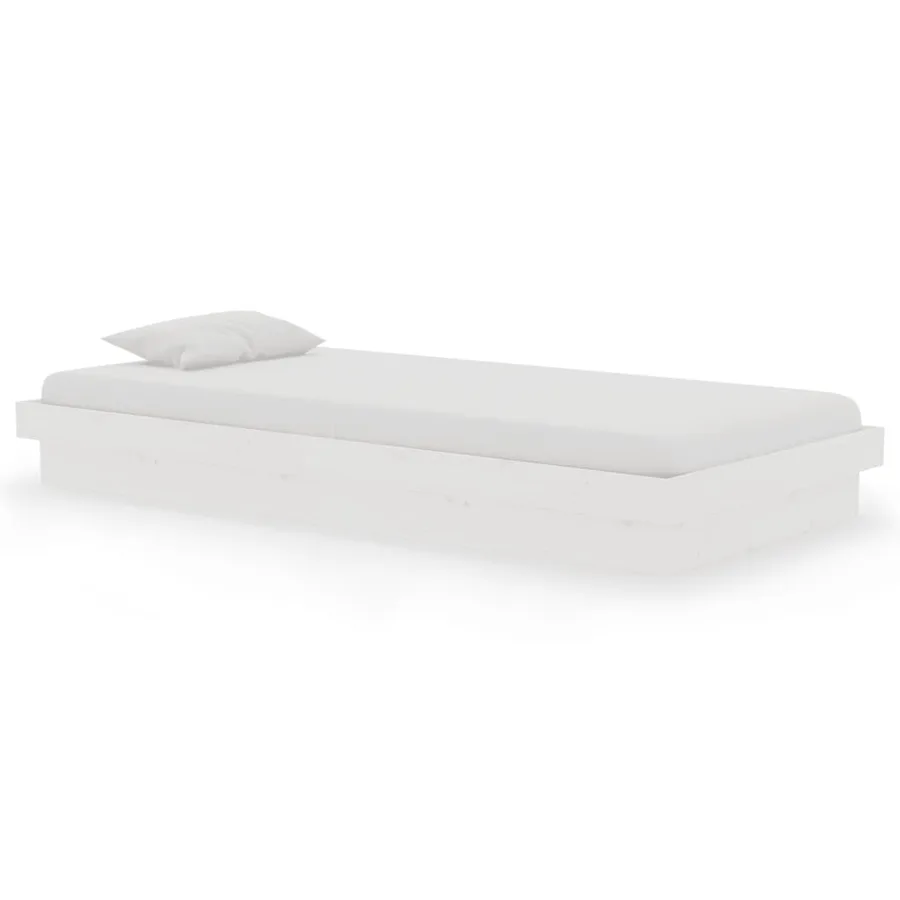Cadre de lit sans matelas blanc bois massif - 2