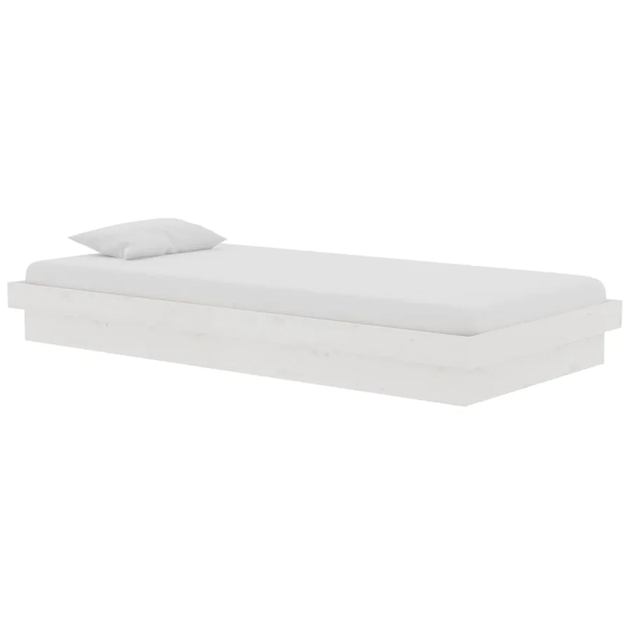Cadre de lit sans matelas blanc bois massif - 3