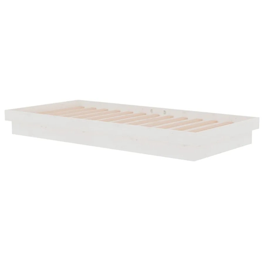 Cadre de lit sans matelas blanc bois massif - 4