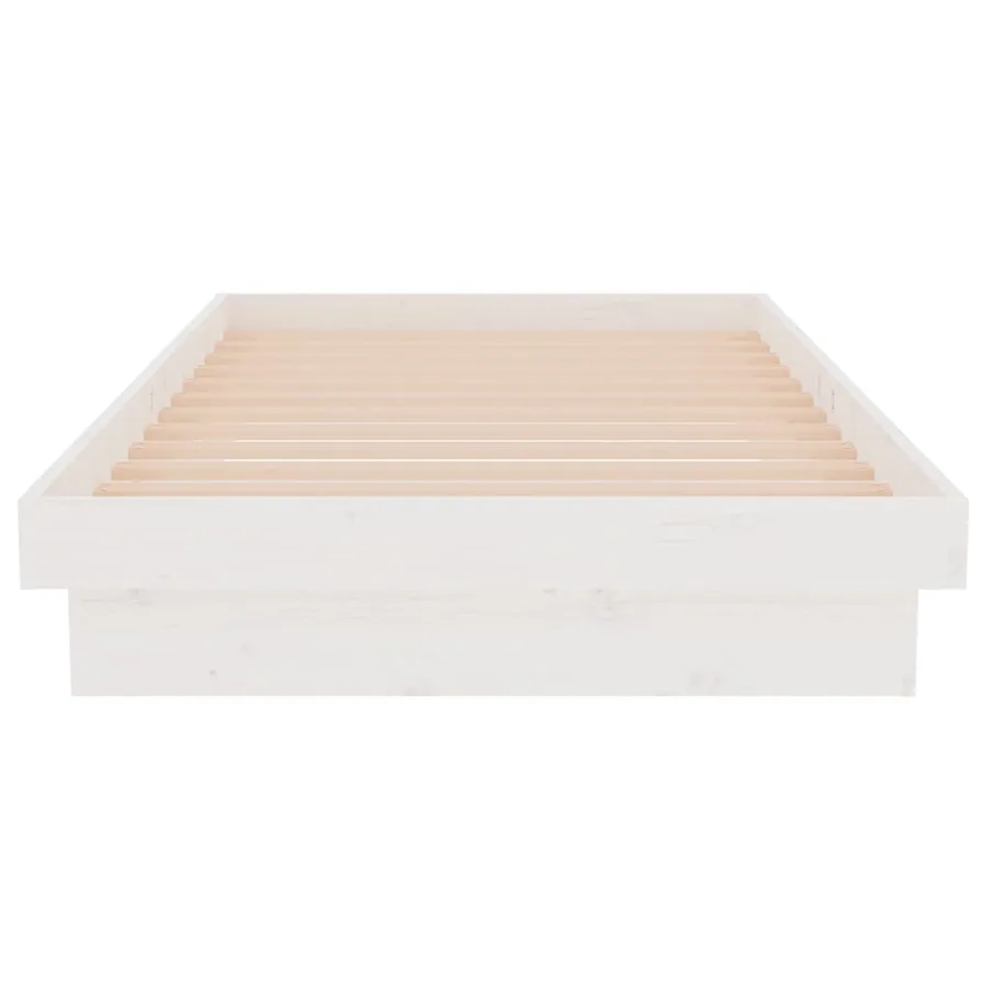 Cadre de lit sans matelas blanc bois massif - 5