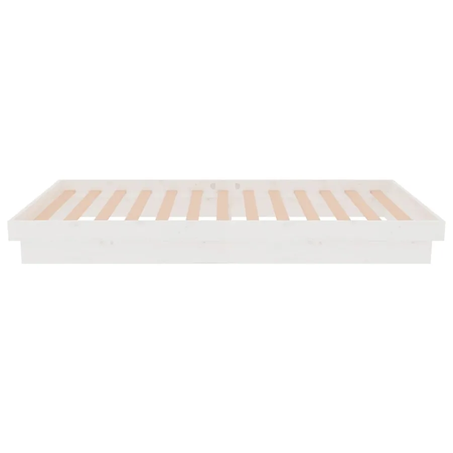 Cadre de lit sans matelas blanc bois massif - 6