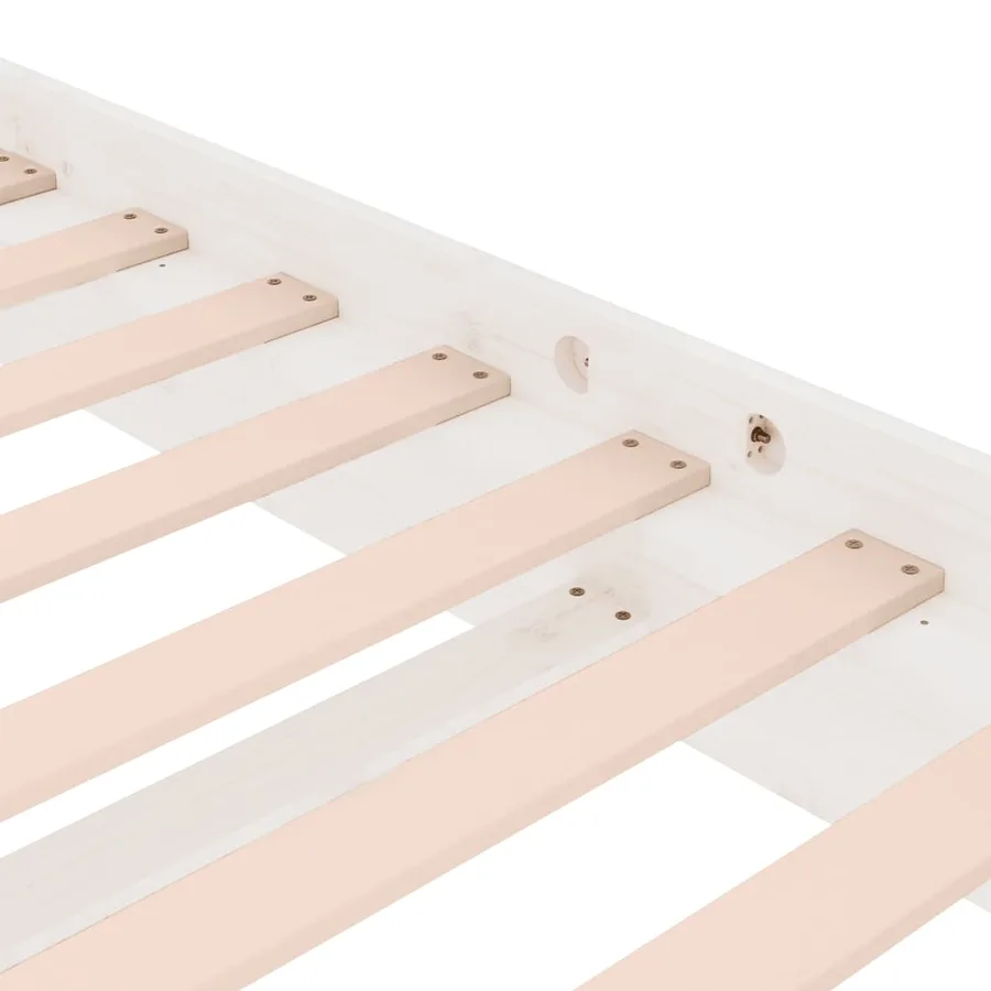 Cadre de lit sans matelas blanc bois massif - 7