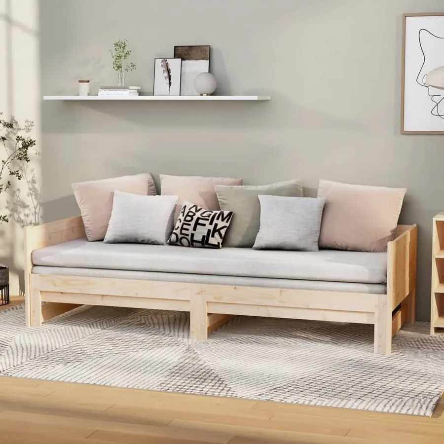 Lit coulissant sans matelas bois de pin solide 2x(80x200) cm