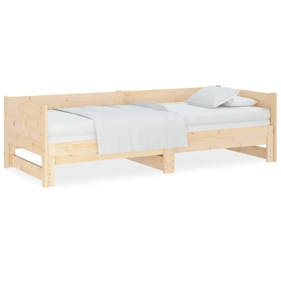 Lit coulissant sans matelas bois de pin solide 2x(80x200) cm - 2