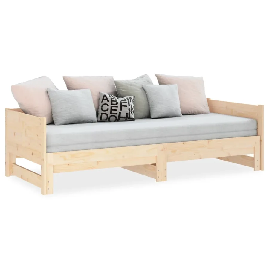 Lit coulissant sans matelas bois de pin solide 2x(80x200) cm - 3