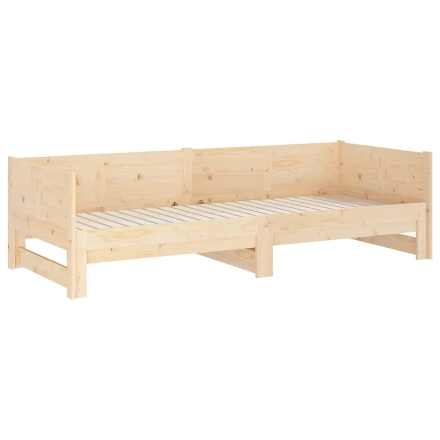 Lit coulissant sans matelas bois de pin solide 2x(80x200) cm - 6