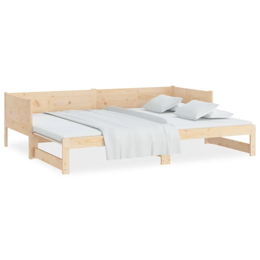 Lit coulissant sans matelas bois de pin solide 2x(80x200) cm - 8
