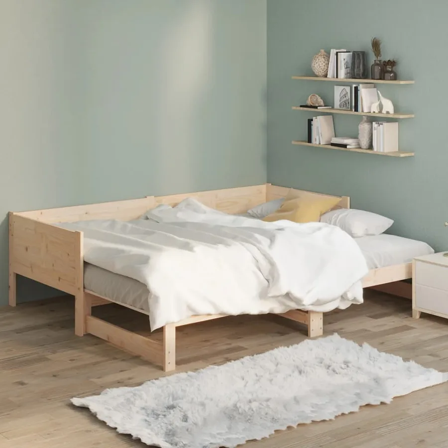 Lit coulissant sans matelas bois de pin solide 2x(80x200) cm - 9