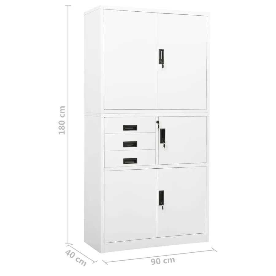 Armoire de bureau Blanc 90x40x180 cm Acier - 10