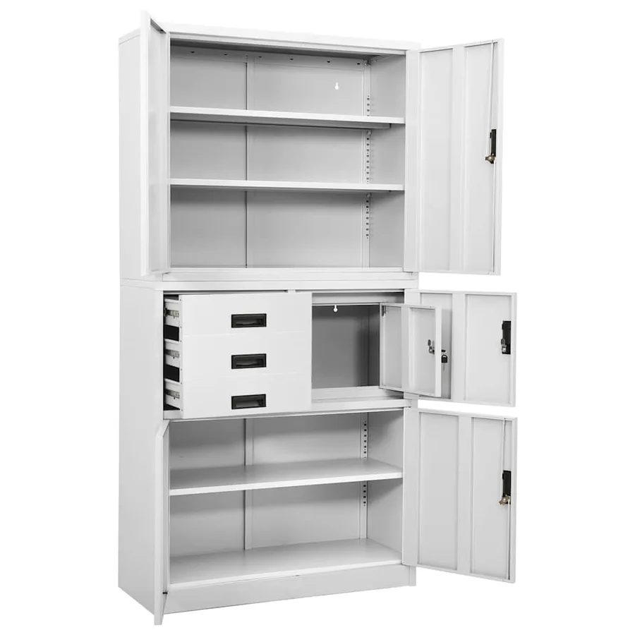 Armoire de bureau Blanc 90x40x180 cm Acier - 5