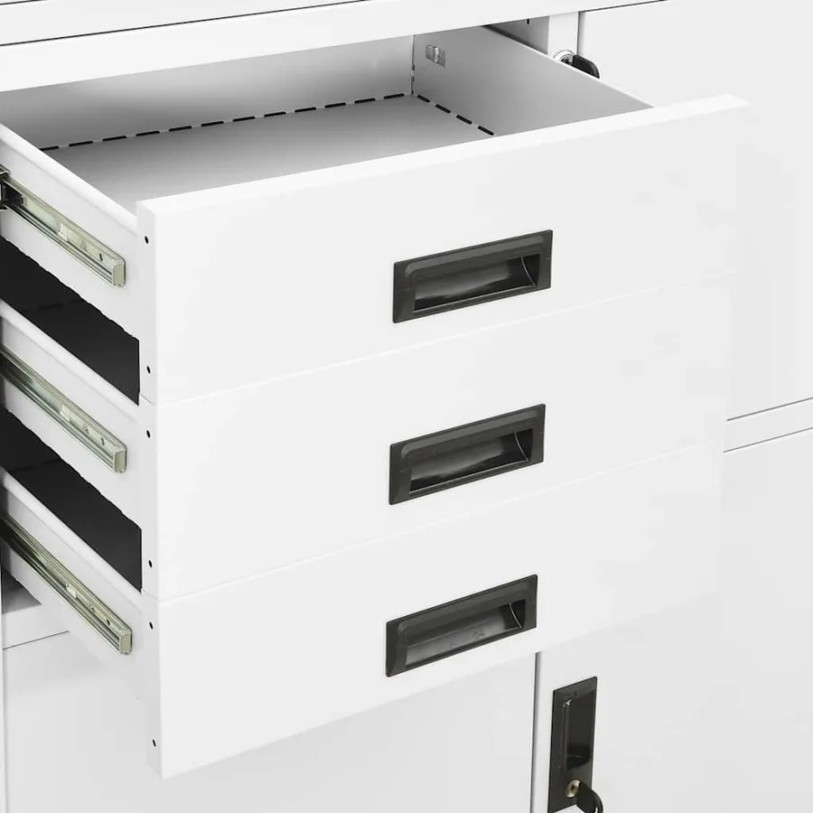 Armoire de bureau Blanc 90x40x180 cm Acier - 7