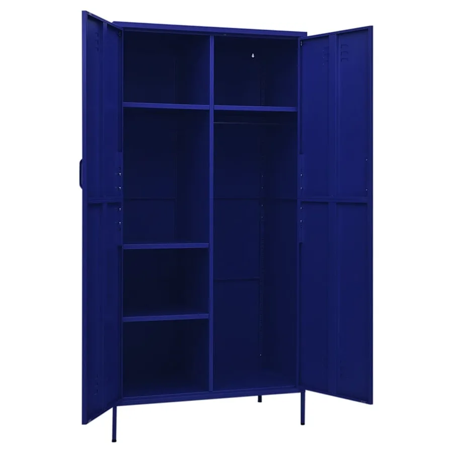 Garde-robe Bleu marine 90x50x180 cm Acier - 6