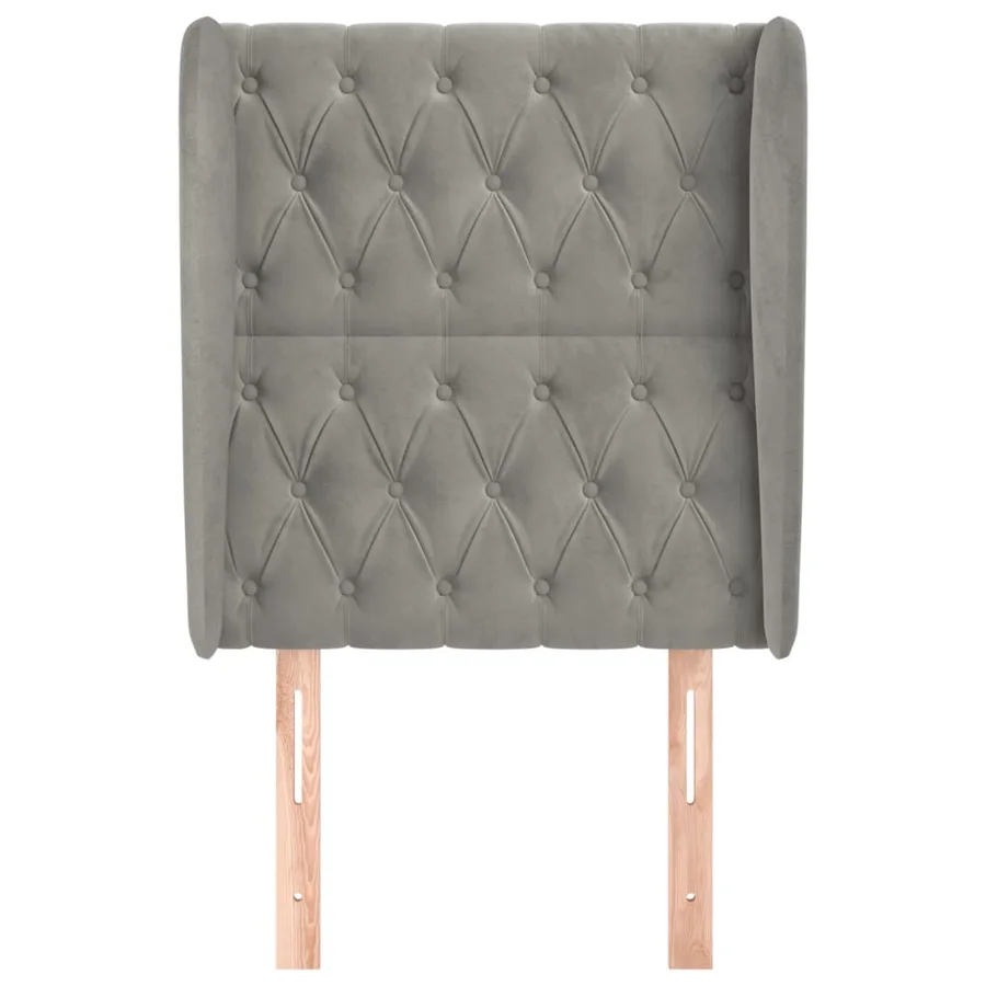 Tête de lit avec oreilles Gris clair 83x23x118/128 cm Velours - 3