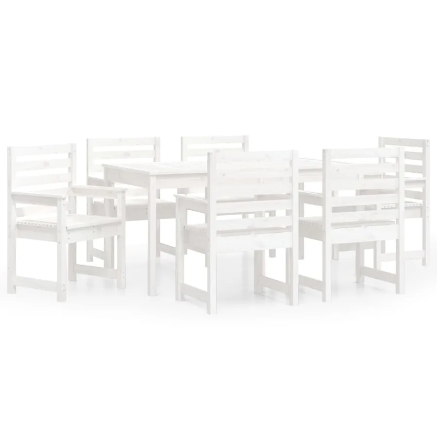 Ensemble à manger de jardin 7 pcs blanc bois massif de pin - 2