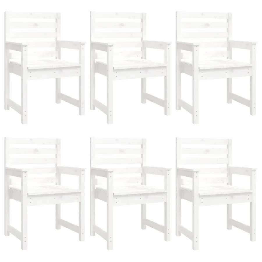 Ensemble à manger de jardin 7 pcs blanc bois massif de pin - 6