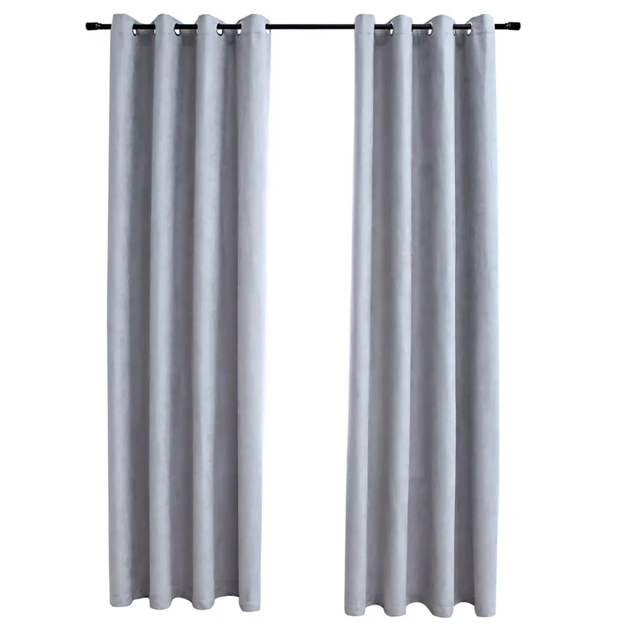 Rideaux occultants avec anneaux en métal 2 pcs Gris 140x175 cm - 2