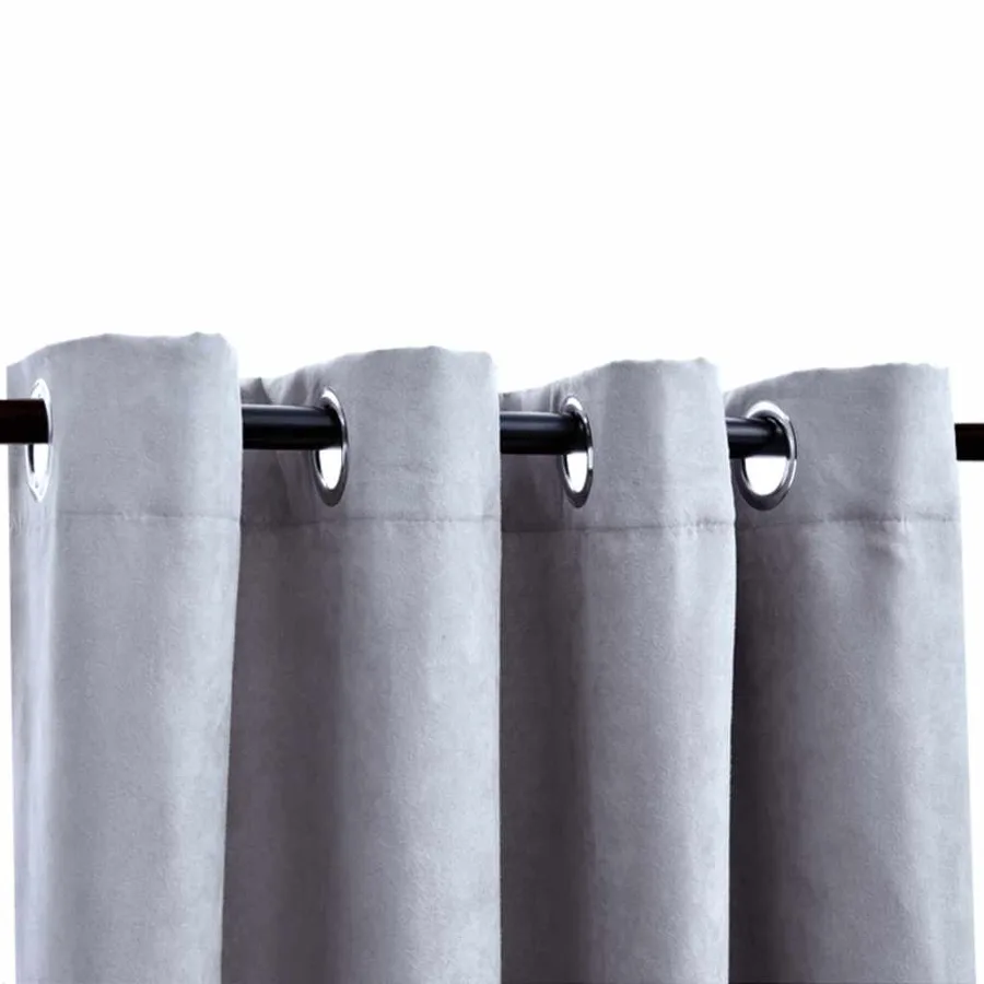 Rideaux occultants avec anneaux en métal 2 pcs Gris 140x175 cm - 3