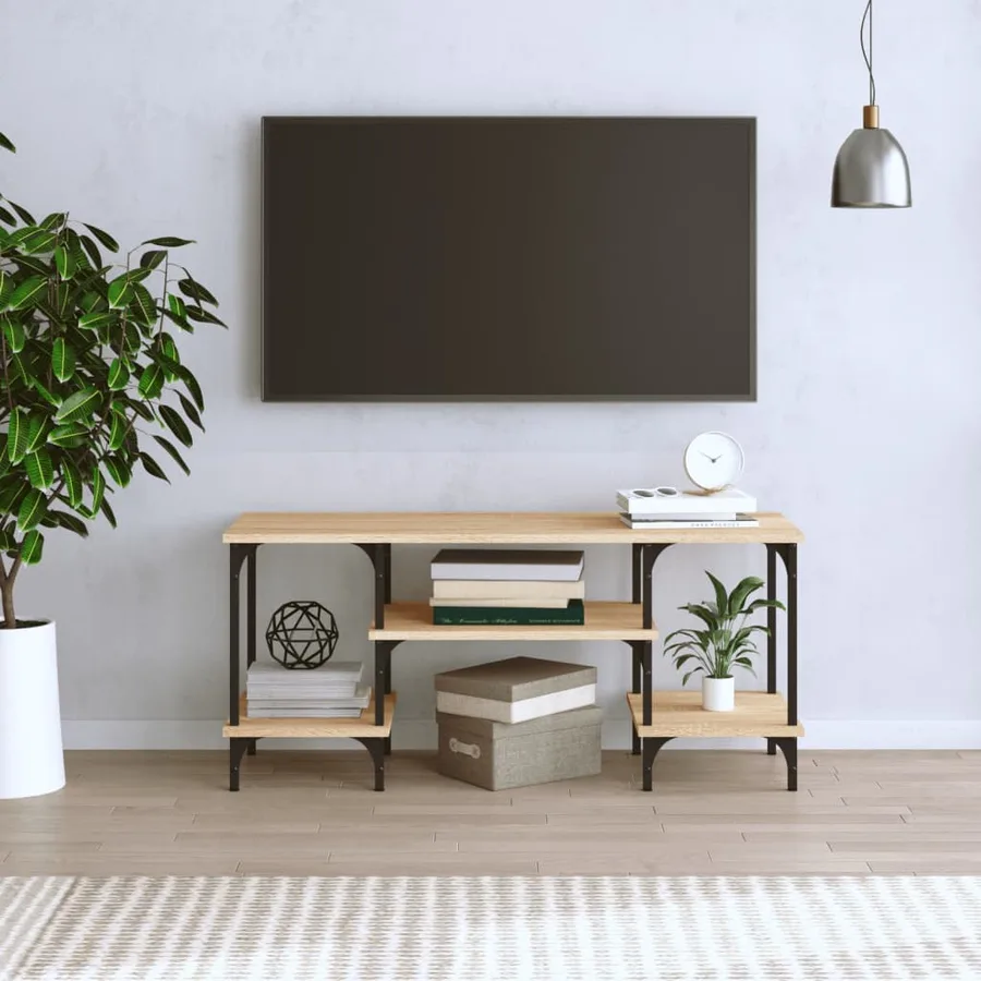 Meuble TV chêne sonoma 102x35x45,5 cm bois d'ingénierie - 3