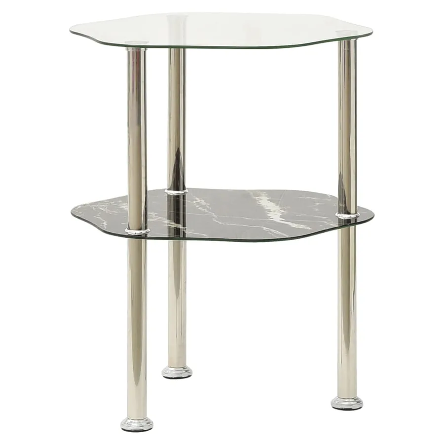Table 2 niveaux Transparent et noir 38x38x50cm Verre trempé - 2