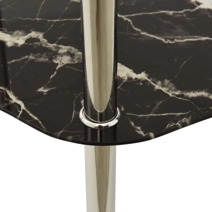Table 2 niveaux Transparent et noir 38x38x50cm Verre trempé - 4