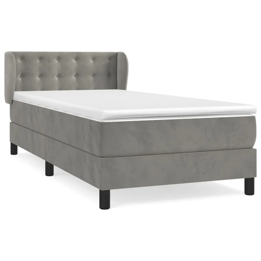 Sommier à lattes de lit et matelas Gris clair 100x200cm Velours - 2