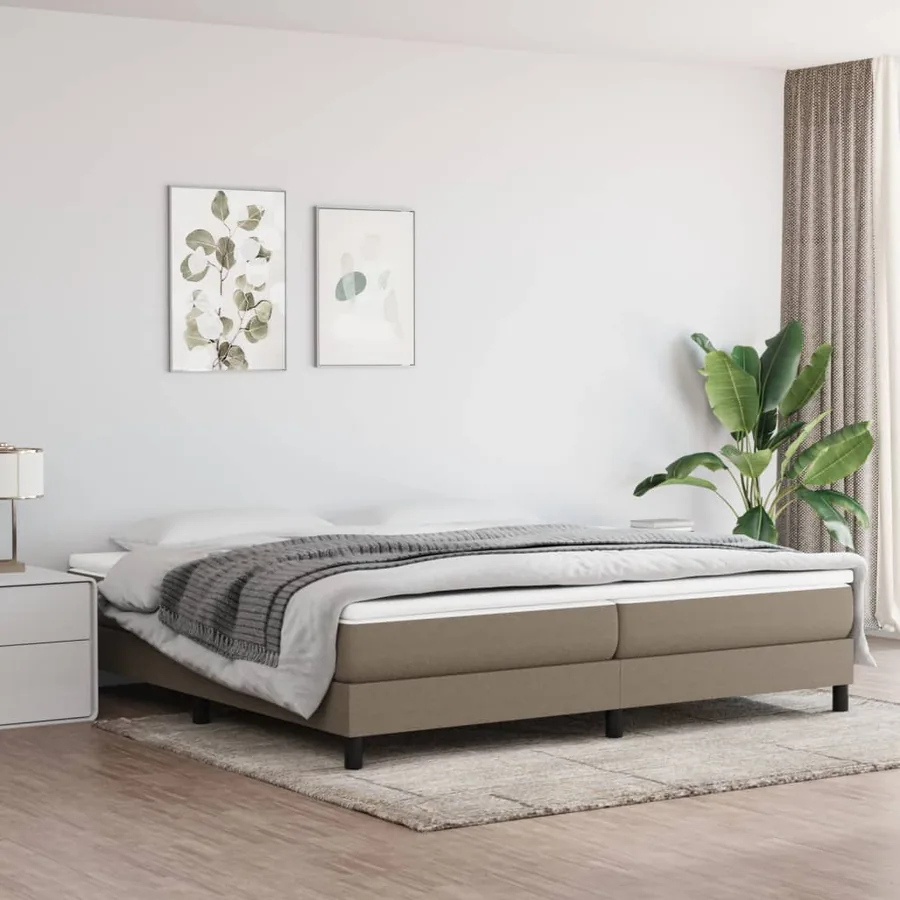 Cadre de lit à lattes taupe 200x200 cm tissu