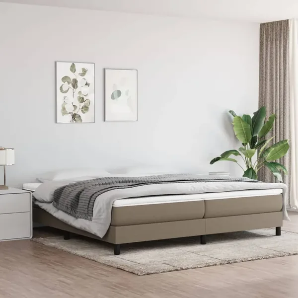 Cadre de lit à lattes taupe 200x200 cm tissu
