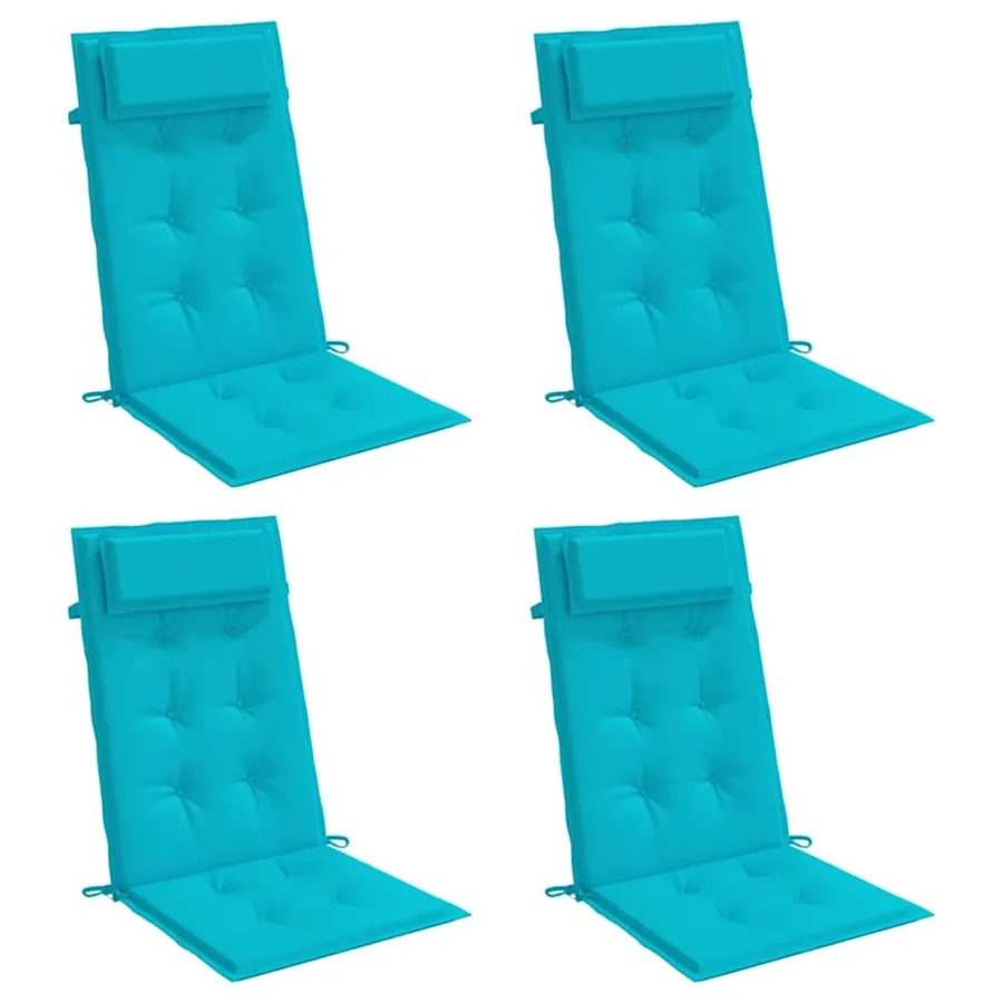 Coussins de chaise à dossier haut lot de 4 turquoise - 3