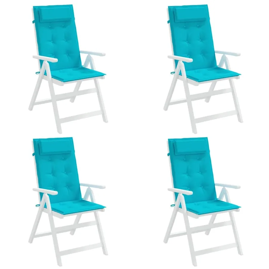 Coussins de chaise à dossier haut lot de 4 turquoise - 4