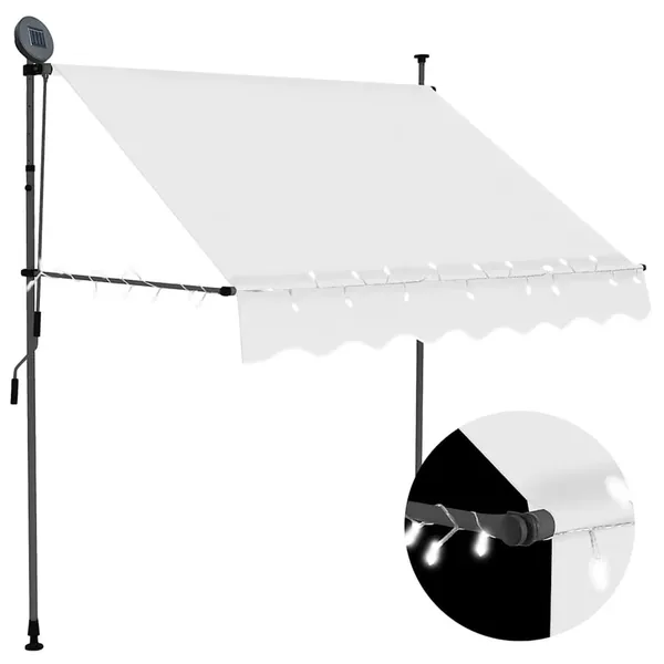 Auvent manuel rétractable avec LED 100 cm Crème