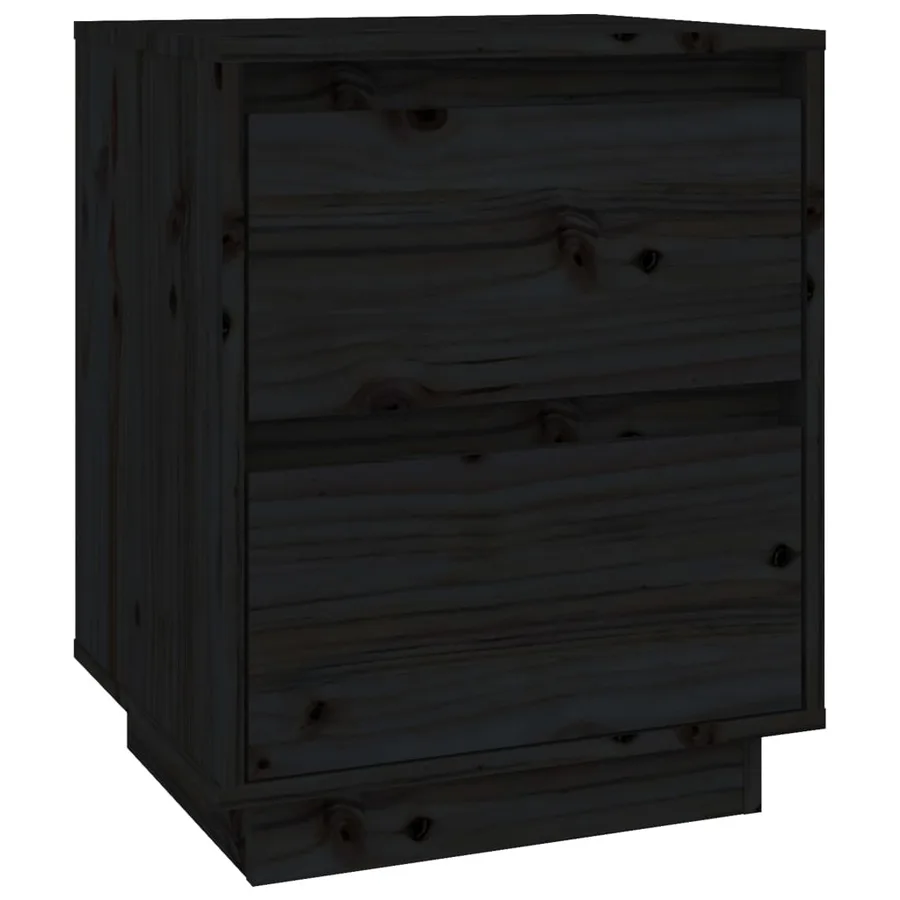 Tables de chevet 2 pcs Noir 40x35x50 cm Bois de pin solide - 6