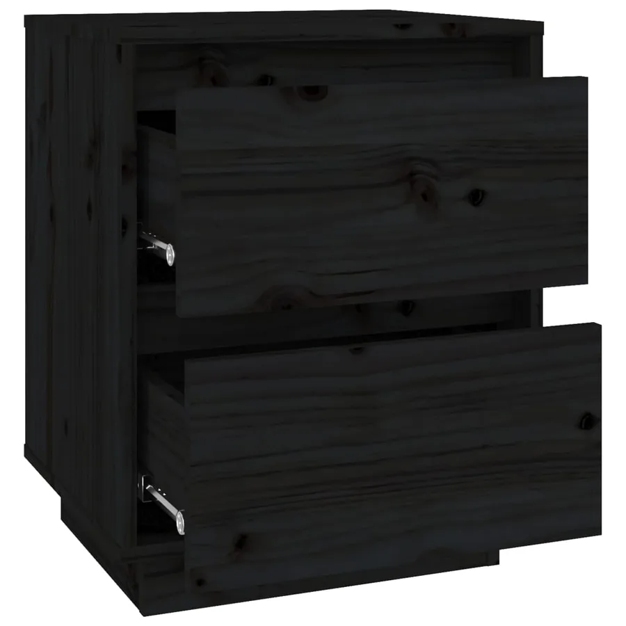 Tables de chevet 2 pcs Noir 40x35x50 cm Bois de pin solide - 8