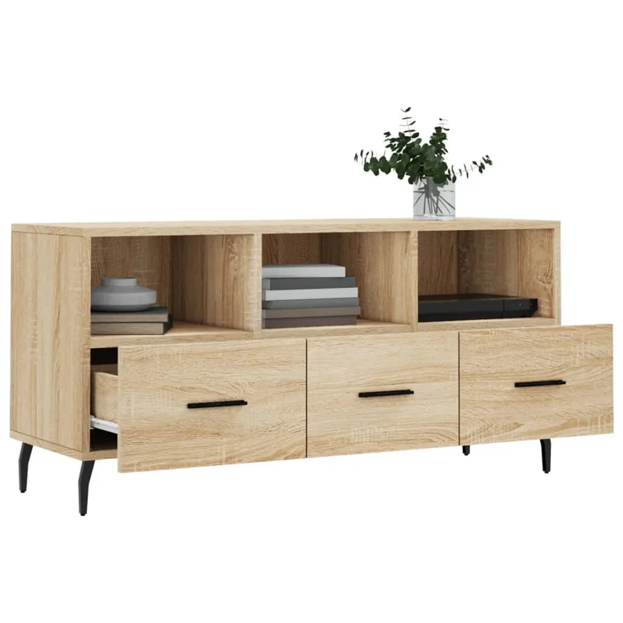 Meuble TV chêne sonoma 102x36x50 cm bois d'ingénierie - 4