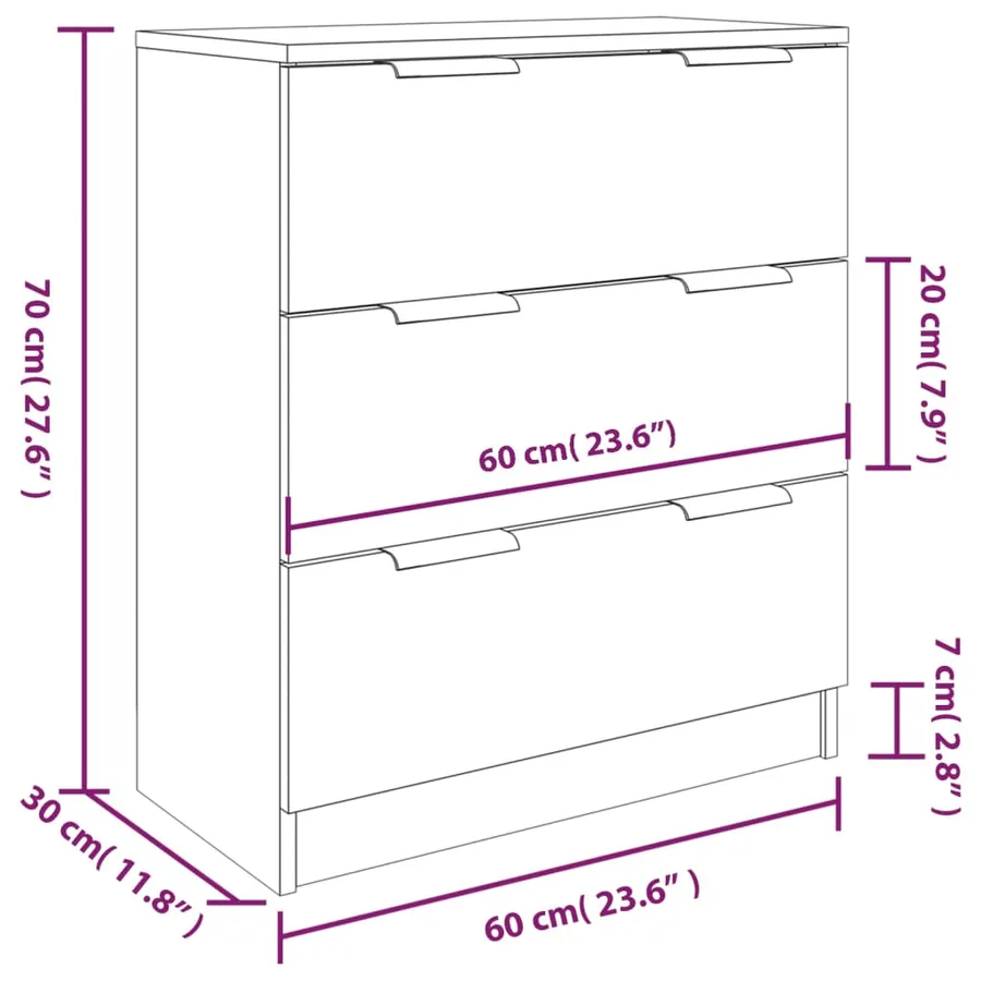 Buffets 3 pcs gris béton bois d'ingénierie - 6