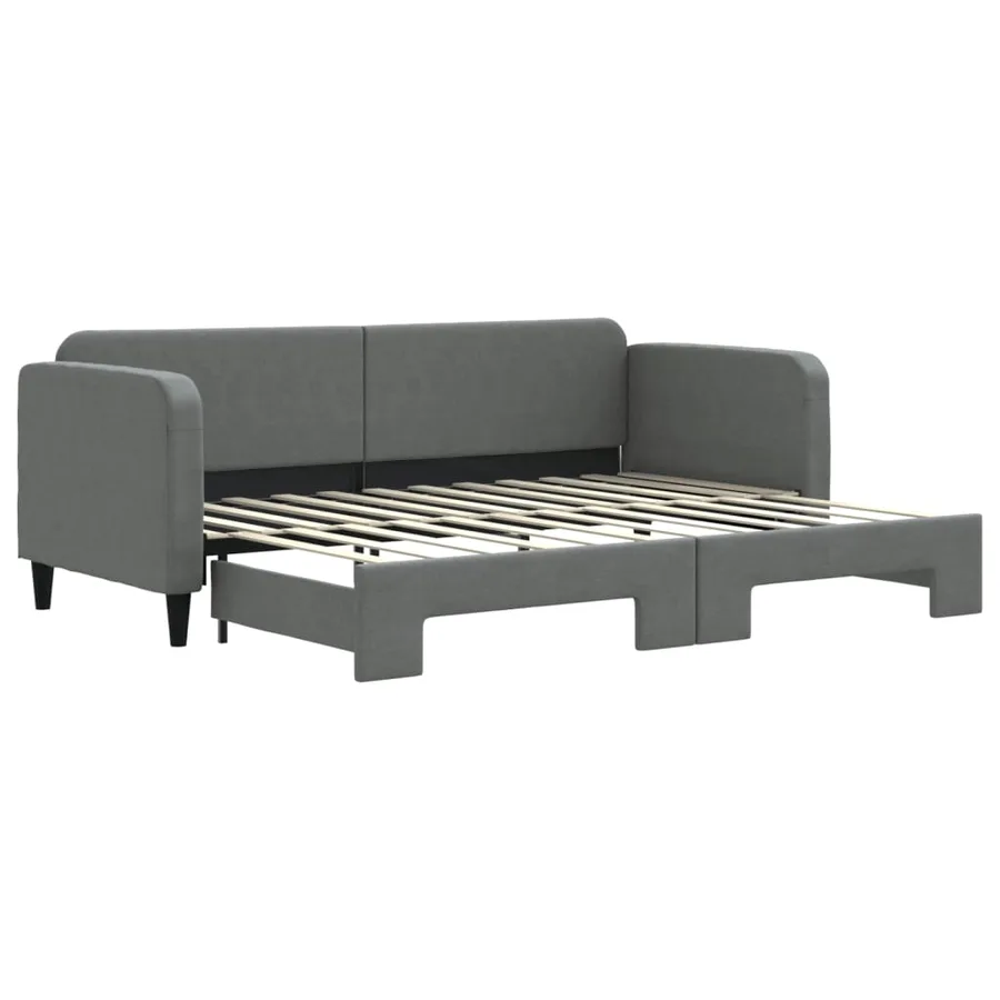 Lit de jour avec gigogne sans matelas gris foncé 80x200 cm - 2
