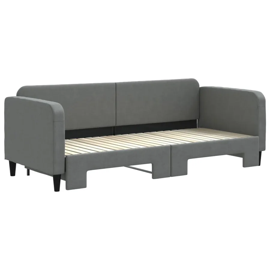 Lit de jour avec gigogne sans matelas gris foncé 80x200 cm - 3