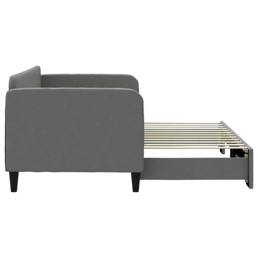 Lit de jour avec gigogne sans matelas gris foncé 80x200 cm - 4
