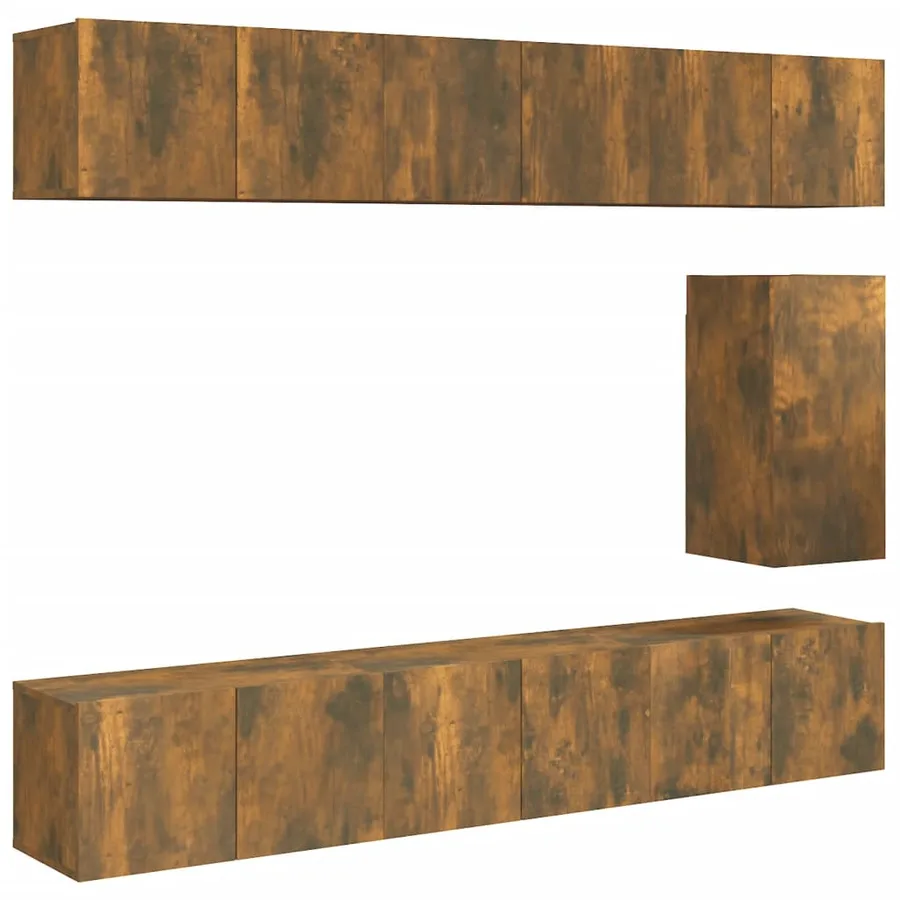 Ensemble de meubles TV 7 pcs Chêne fumé Bois d'ingénierie - 2